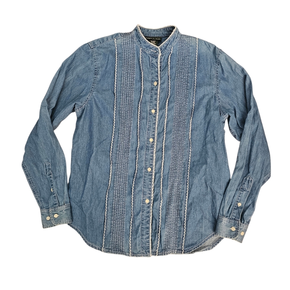 Lauren Ralph Lauren Denim Button-Up Long Sleeve Shirt Women's‎ 8P Cotton